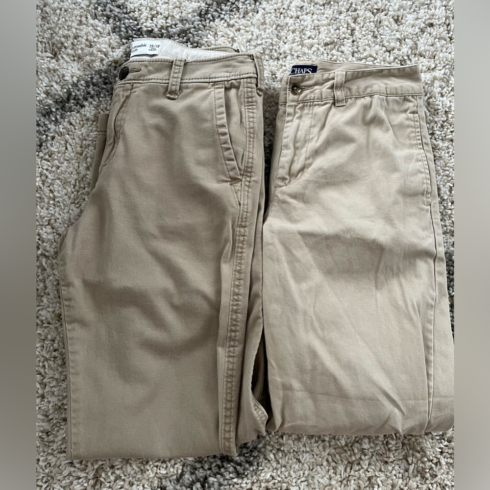 Chaps and Abercrombie bundle kids boy khaki pants size 14 and size 15/16